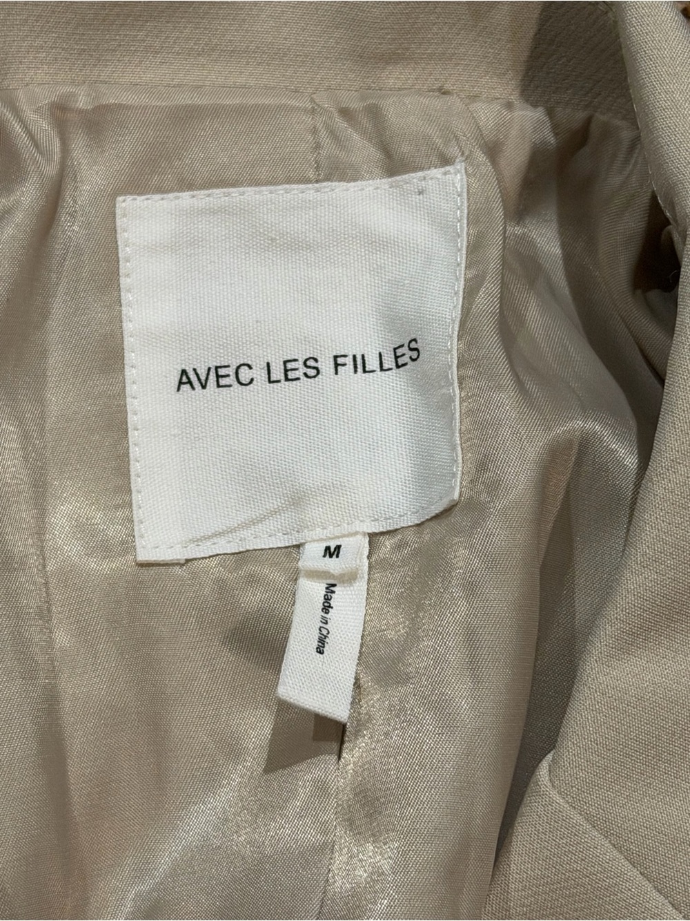 Avec Les Filles Cropped Blazer Cream Beige Neutral Tailored Size M - Picture 4 of 6